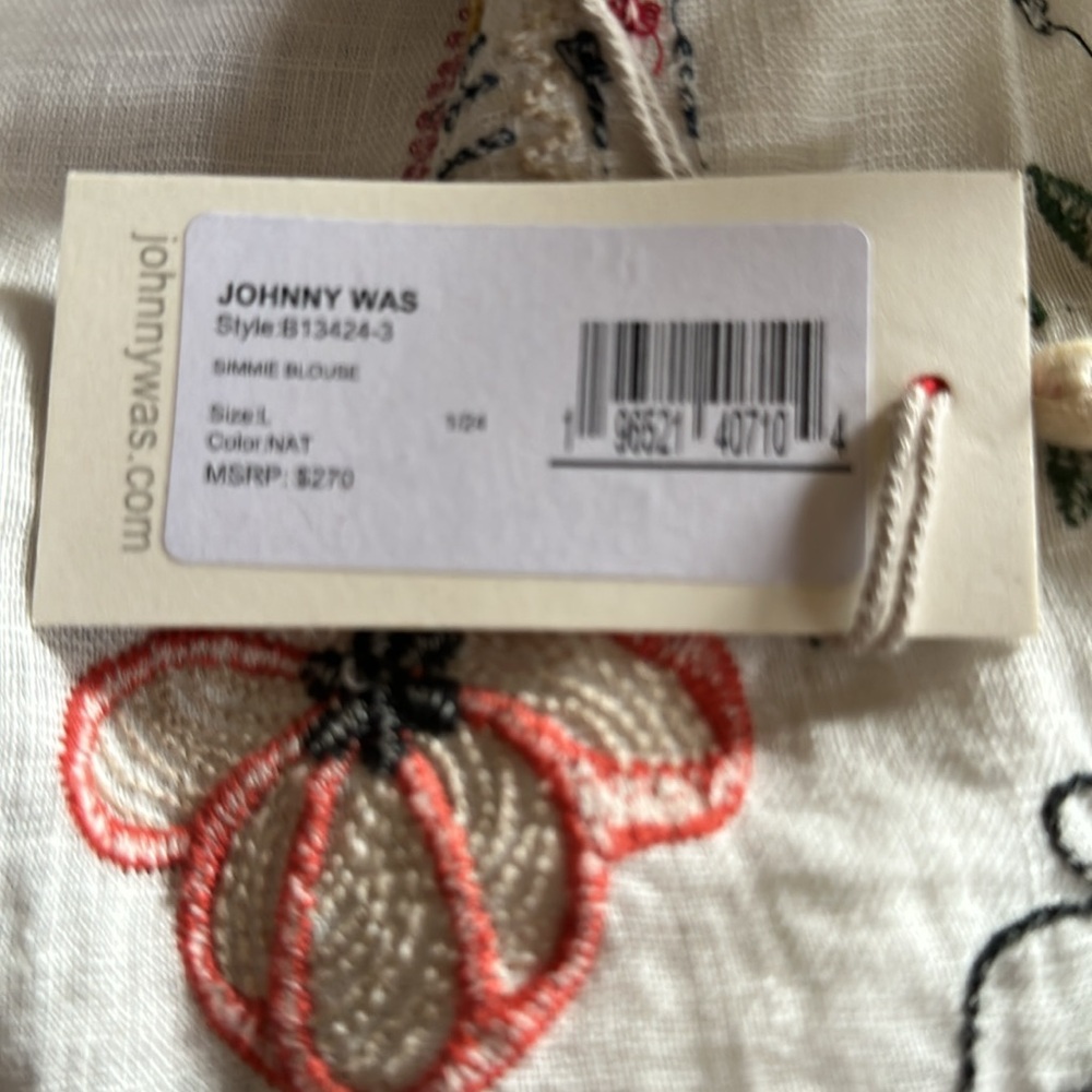 Johnny Was Simmie Embroidered Linen Blouse - Picture 15 of 15